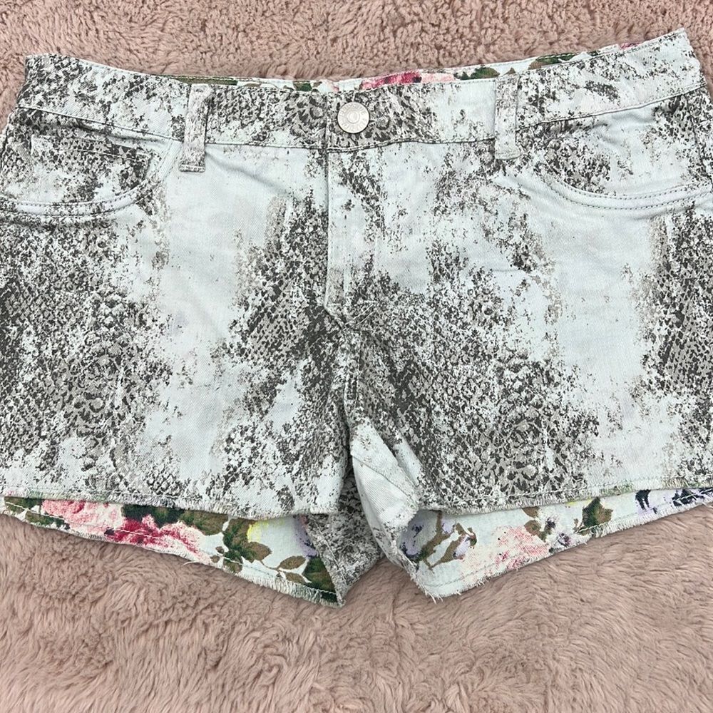 Flip Side size 13 reversible floral snake print shorts